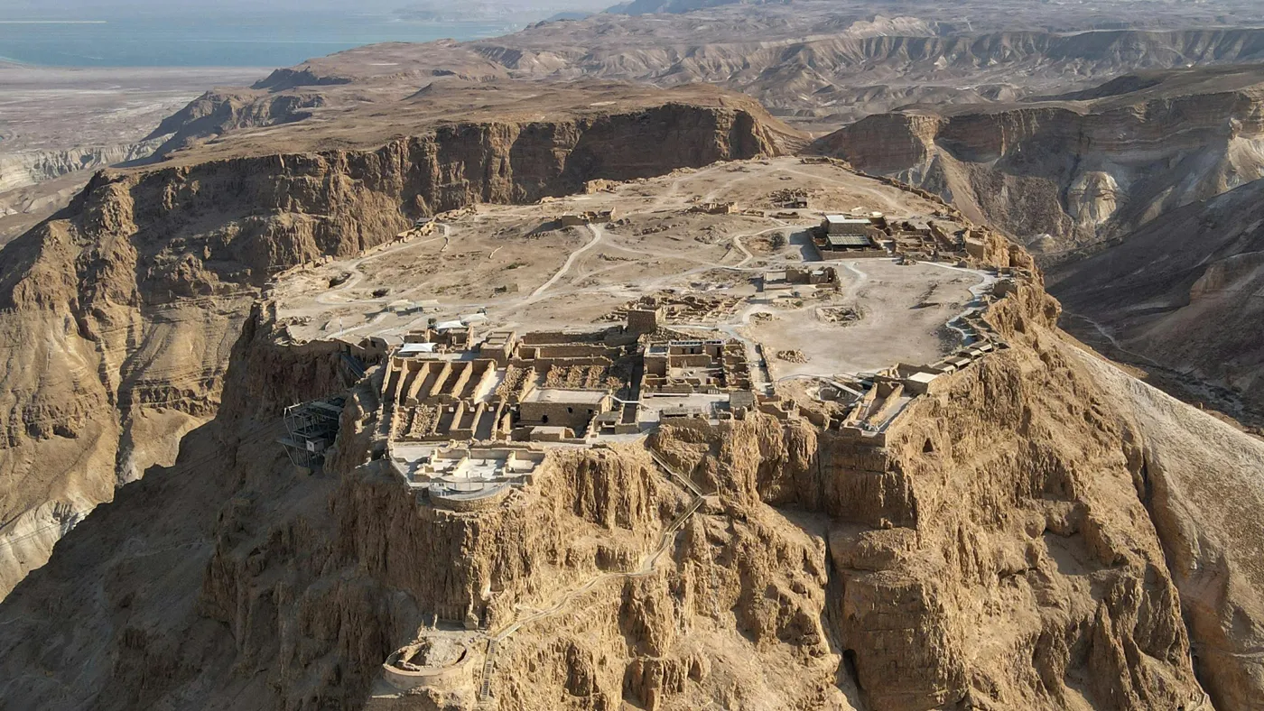An aerial view of Masada
